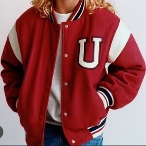 Zara Kids Boys Girls Chelsea NYC Red and White Varsity Letter Jacket 8-9 CM 130